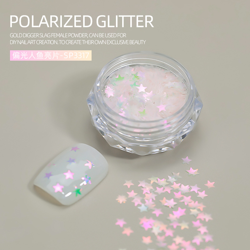 Lentejuelas de uñas, lentejuelas de sirena polarizada irregular, brillo fino, mariposa mixta, estrellas, lentejuelas, joyas de uñas