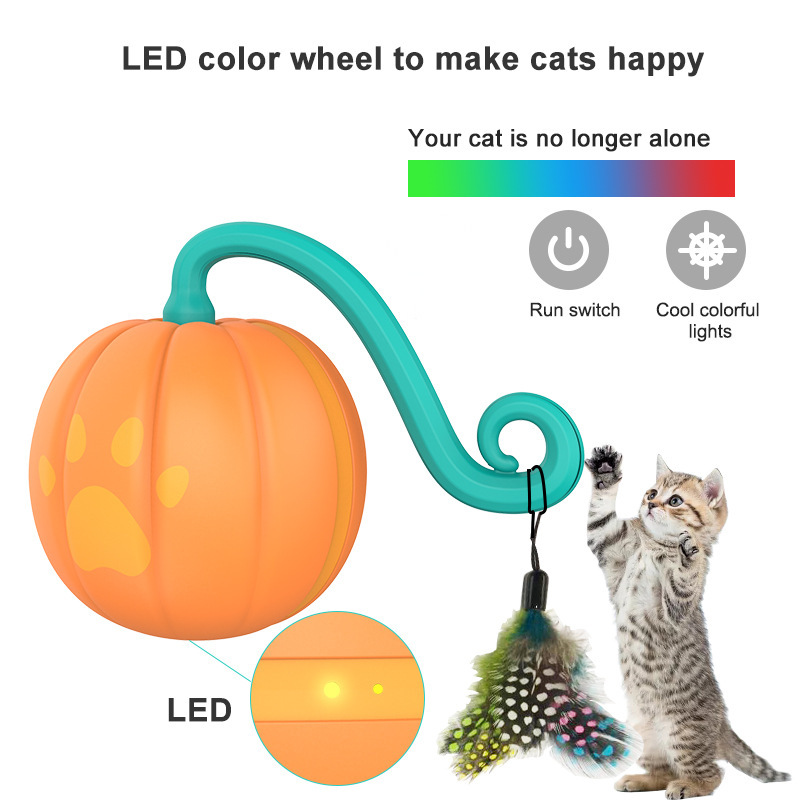 Amazon's New Smart Cat Self-pleasure Toy, Voice-controlLED Pumpkin Ball, Cat Toy, Led Luminous Cat Teasing Stick