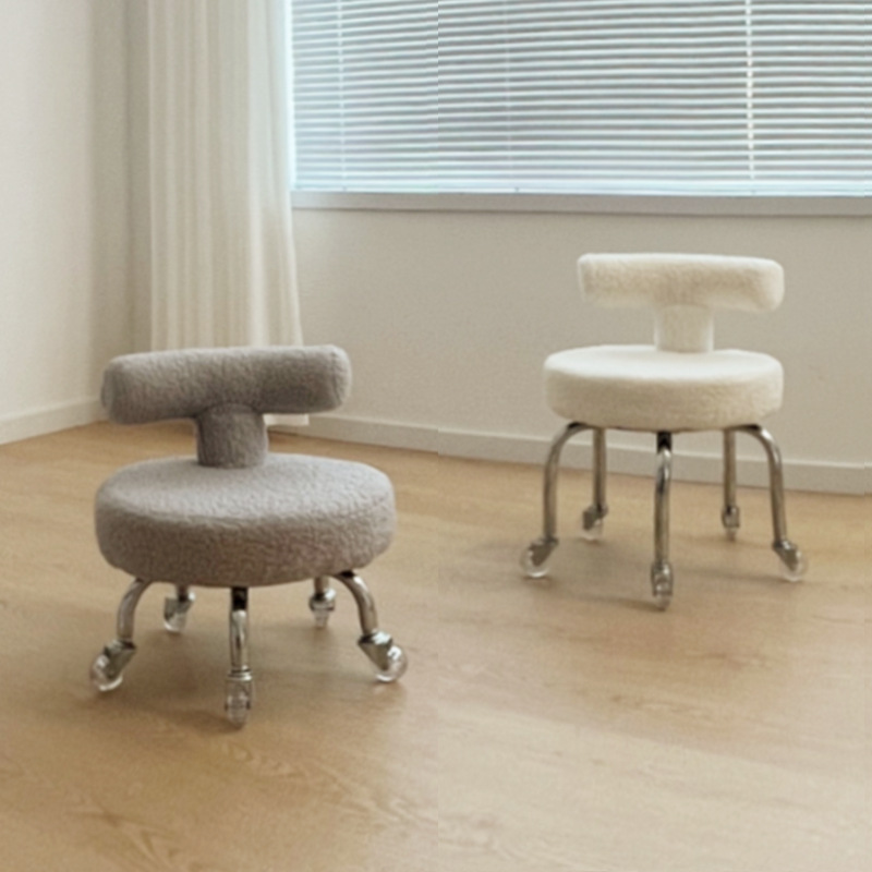 Taburete pequeño, respaldo para el hogar, taburete bajo, rueda universal para niños, silla para caminar, costura hermosa, pedicura, taburete de zapatos, simple y moderno