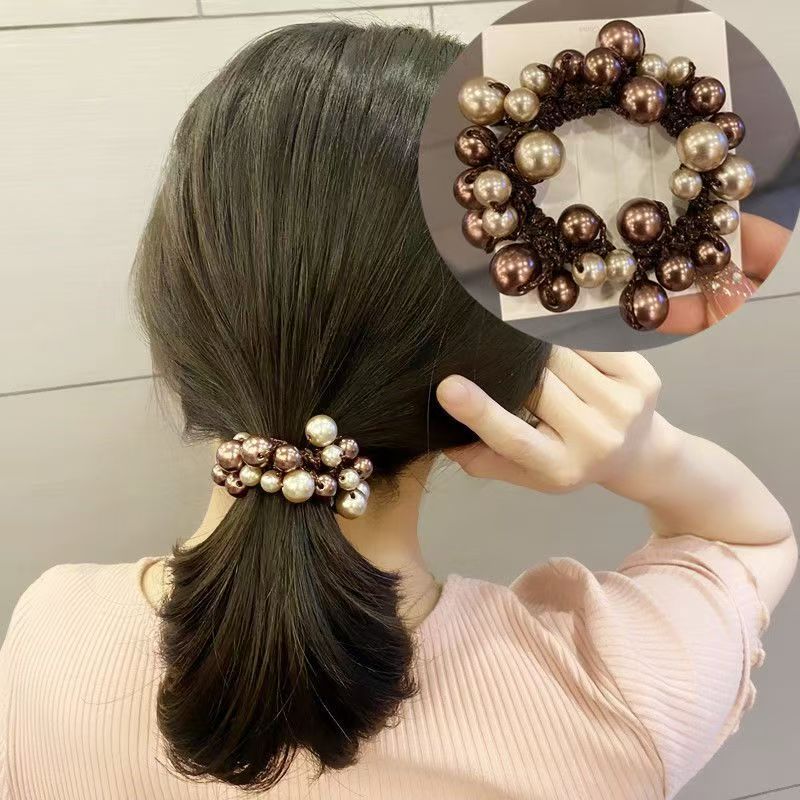 Pearl Hair Tie High Elastic Band Elegant Handmade Headband_voghion.com