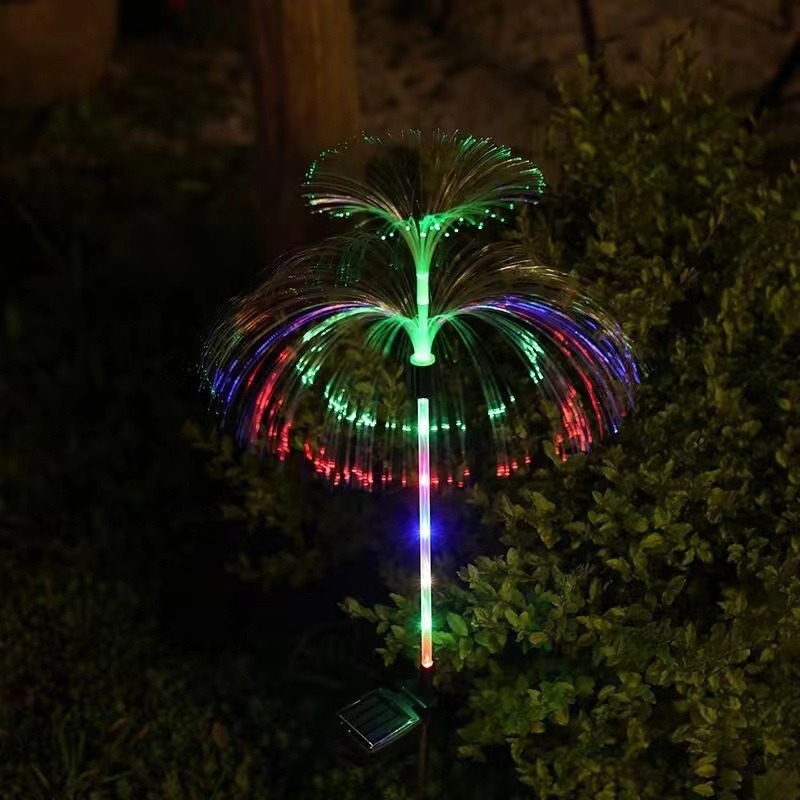 Solar al aire libre medusa lámpara impermeable colorido fibra óptica lámpara de caña lámpara patio balcón jardín suelo césped