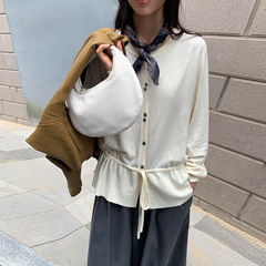 MOXI十三行女装2025秋季新款韩系针织衫女抽绳设计感针织开衫上衣