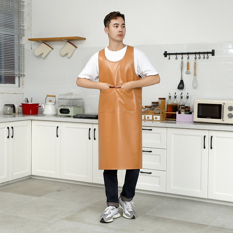 Duende de cuero PU chaleco personalizado delante de cuero chaleco hombre y mujer impermeable a prueba de aceite cocina gruesa de la suciedad