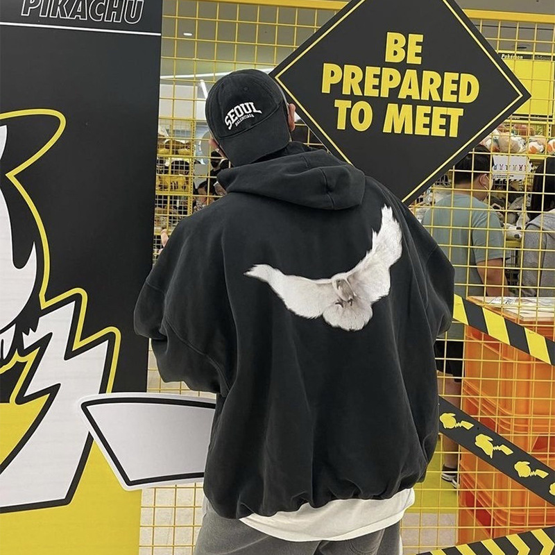 Kanye Kanye三方 Collaboration Oversized American High Street Peace Dove Loose-Fitting Unisex Couple Hoodie Trendy Kanye Kanye三方 Collaboration Oversized American High Street Peace Dove Loose-Fitting Unisex Couple Hoodie Trendy