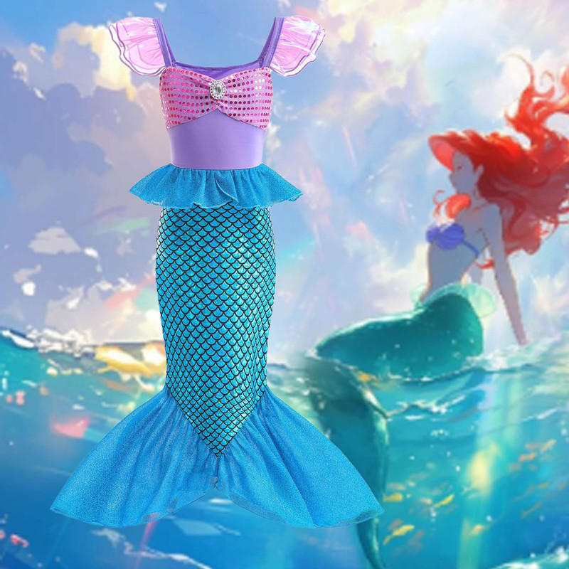 Halloween Girls Mermaid Vest Dress Children's Baby Style Sleeveless Princess Dress Baby Long Dress