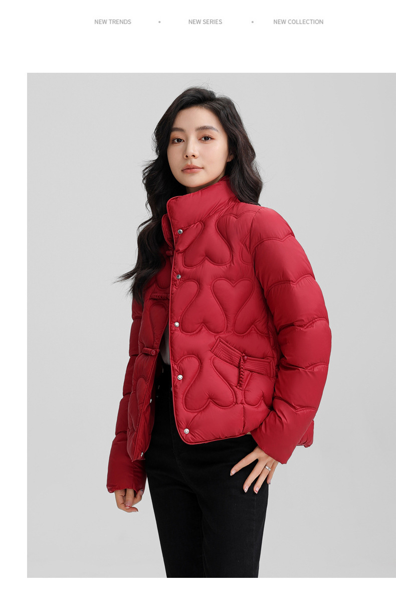 New Chinese style 2024 winter retro button down short fashion stand collar lightweight women's cotton Down jacket_voghion.com