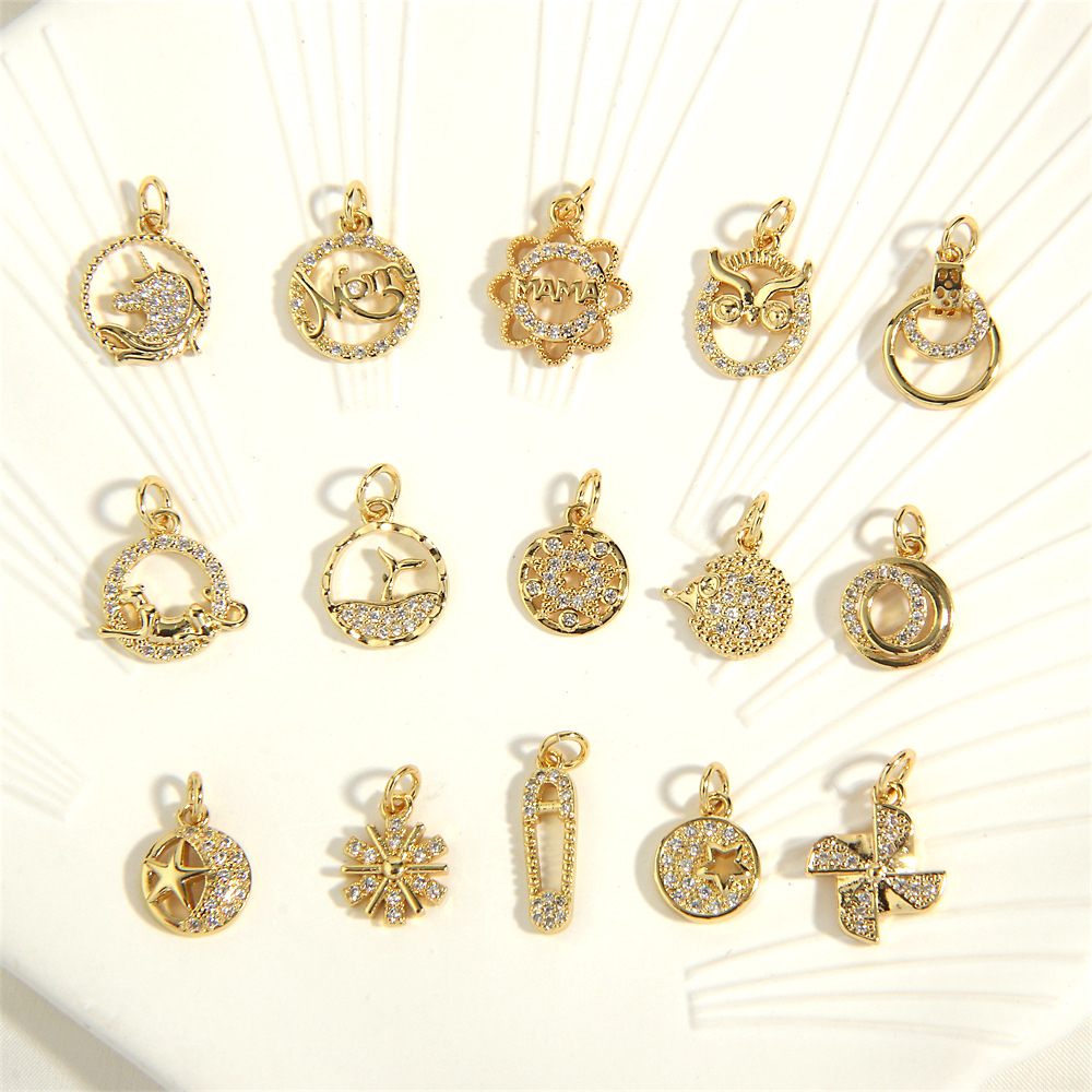 1 Piece Copper Zircon Gold Plated Plating Inlay Pendant display picture 2