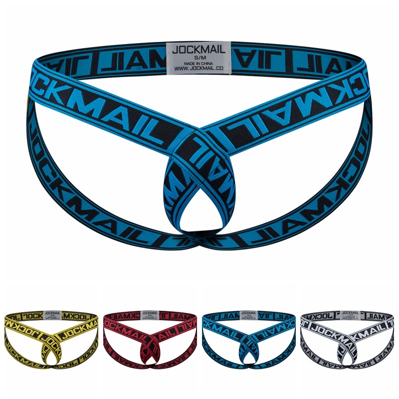 JOCKMAIL ropa interior de los hombres sexy de los hombres de doble Tanga de la cadera de elevación anillo hueco sexy Tanga carta de moda de los hombres
