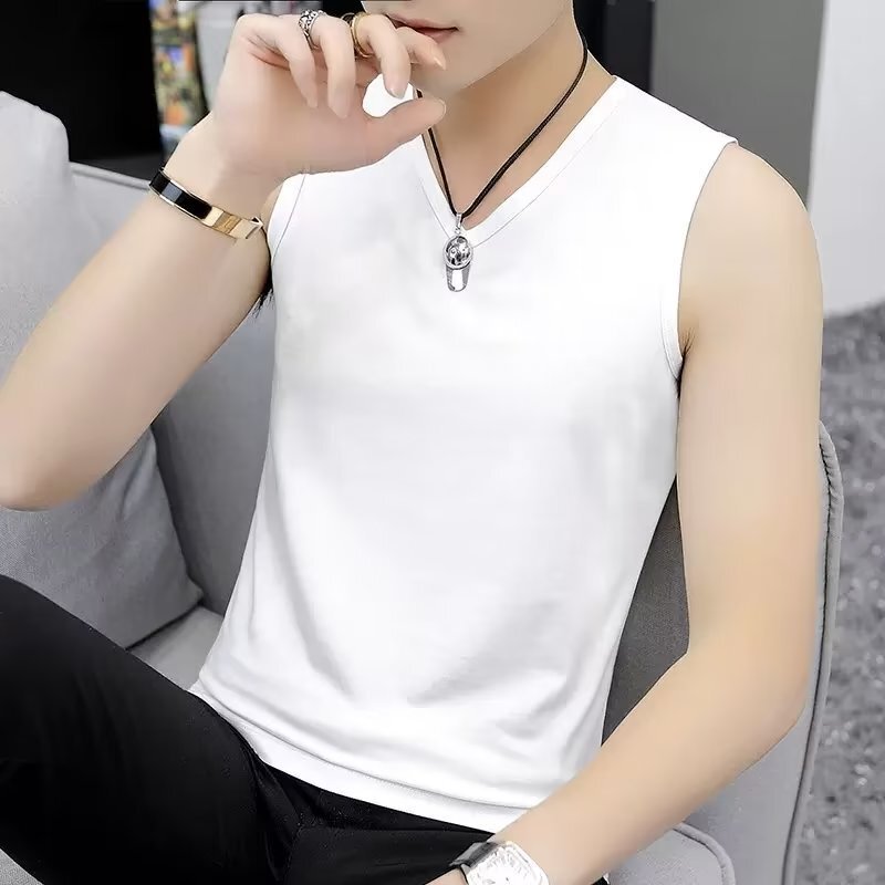 Modal Cotton Vest Men's V-neck Summer Outer Wear Basketball Fitness Hurdle Sports Waistcoat Quick-drying Ice Silk Sleeveless T-shirt Modal Cotton Vest Men's V-neck Summer Outer Wear Basketball Fitness Hurdle Sports Waistcoat Quick-drying Ice Silk Sleeveless T-shirt