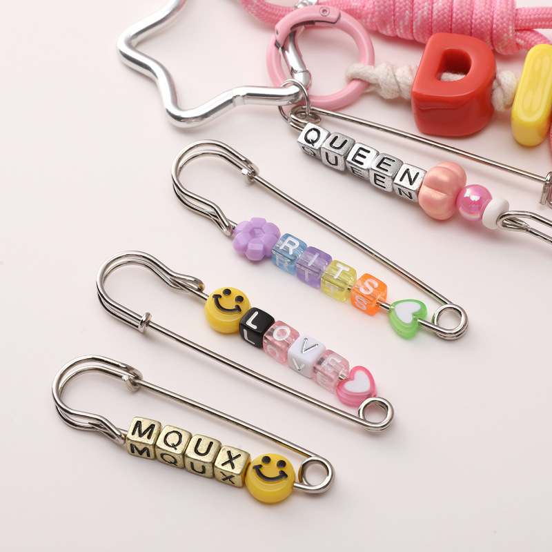 Iron Thickened Electroplated Large Safety Pin Brooch DIY Handmade Beaded Clothing Accessory Keychain Bag Decoration