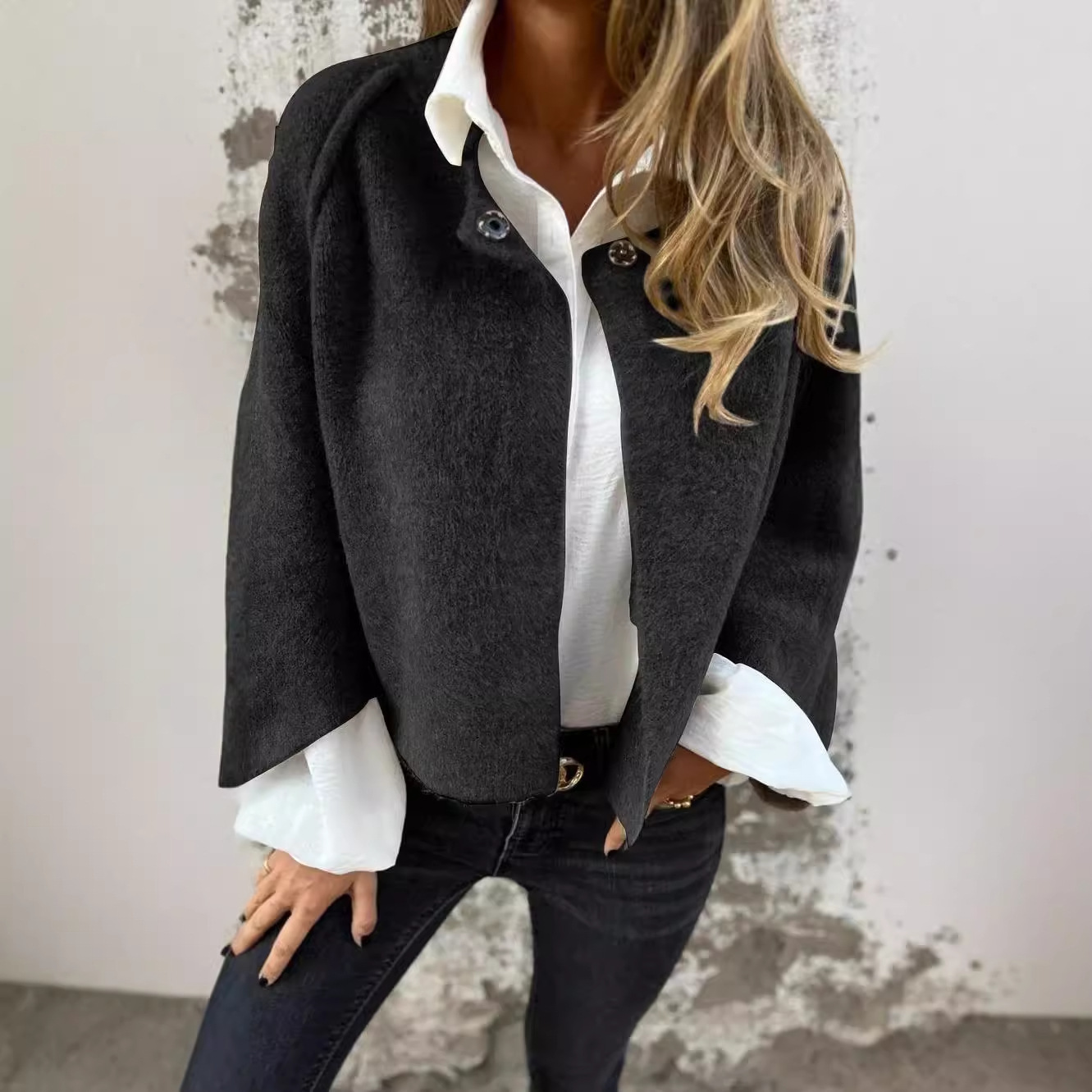 Women's Autumn Winter Short Loose Casual Long Sleeve Polyester Blend Knit Top - Soft Comfortable Stretchy Tunic Sweater For Daily Wear_voghion.com