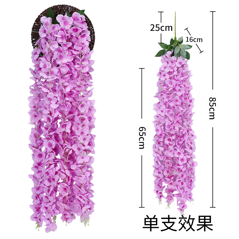 Flor de Wisteria artificial Flor de frijol rama Flor de frijol colgante boda falsa Flor de Wisteria decoración al por mayor Rama de Wisteria artificial