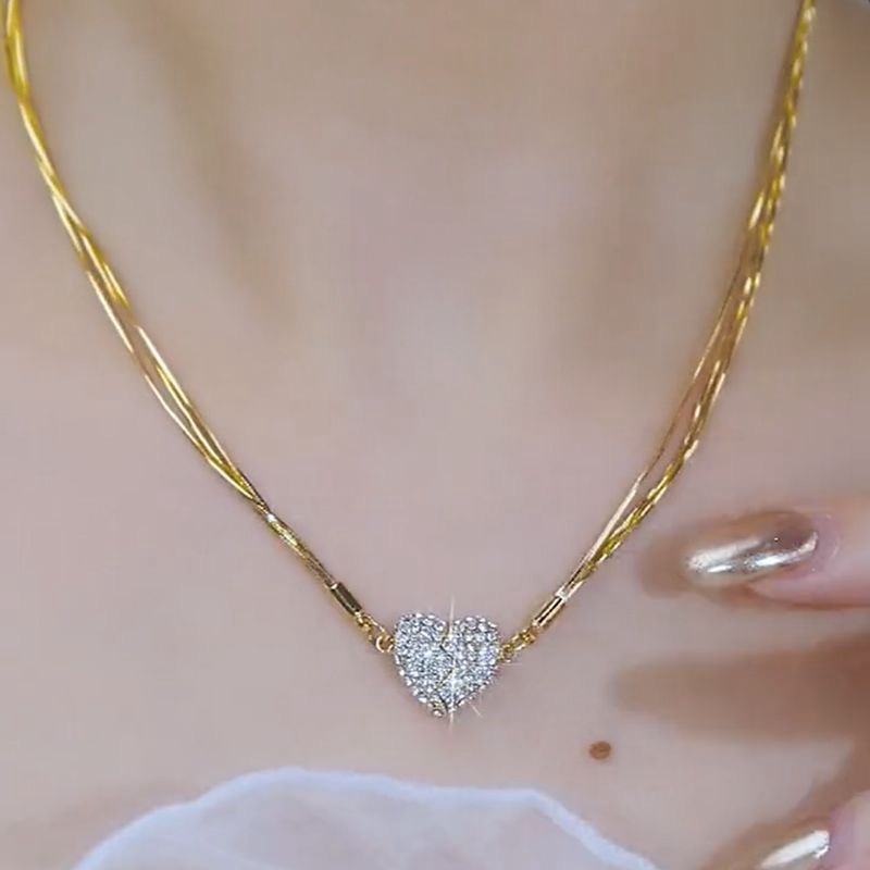 11g Weight Alloy Pendant Material Pendant Necklace Classification Alloy Chain Material 1 Piece Quantity Casual, Daily Occasion Alloy Material Heart Shape Pattern All Seasons Season Women's Gender Plating Design Elegant Style Elegant Heart Shape Alloy Chain-free Pendant Necklaces Wholesale 3