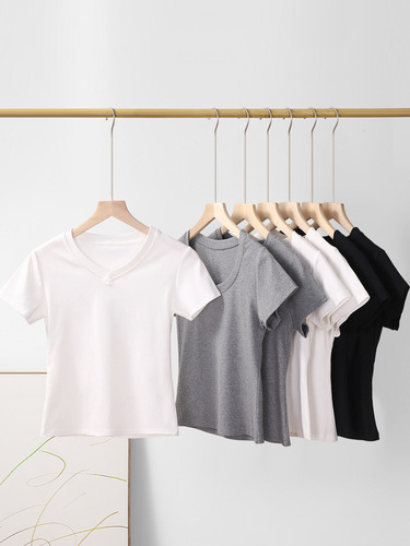 Women's Sweet and Spicy Style Short Sleeve T-Shirt, Pure Desire Fashion, Versatile Round Neck Slimming Top for Summer