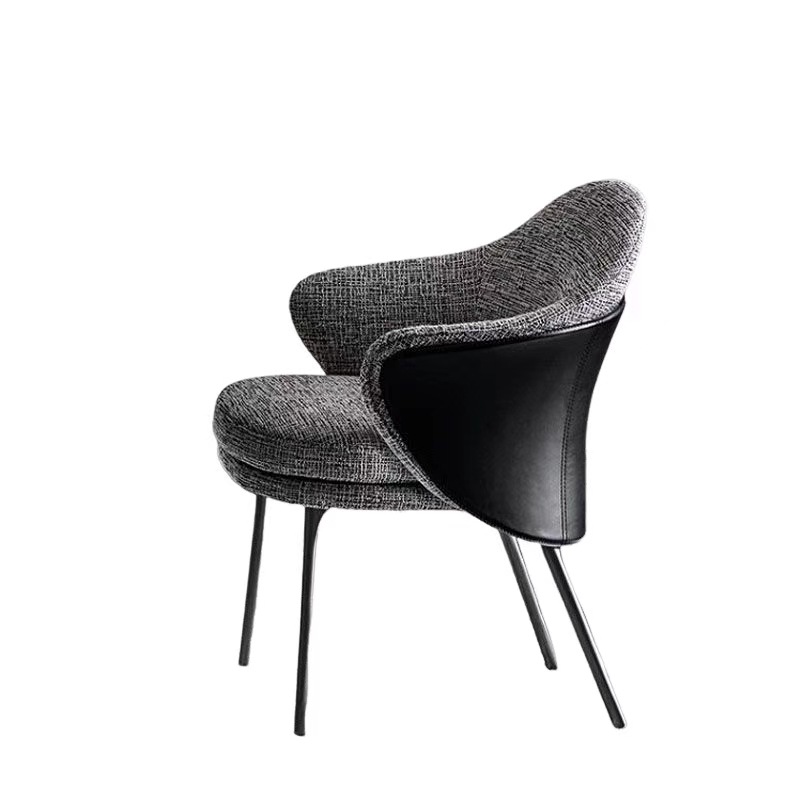 회색 면 린넨 블랙 가죽