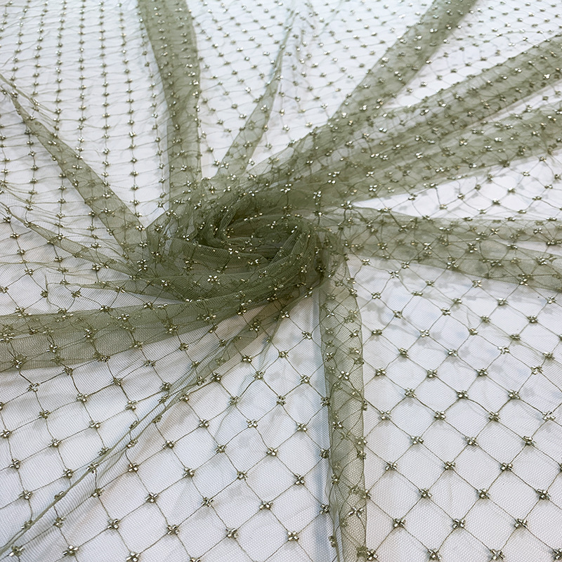 Proveedor de stock bonito tubo de cuentas bordado vestido de tela de malla tulle cuentas bordadas tela de vestido de noche