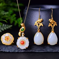 Hotan нефритовые серьги-капли воды женские длинные серебряные ожерелья с изображением сороки и птицы кулон классическое элегантное кольцо с цветком