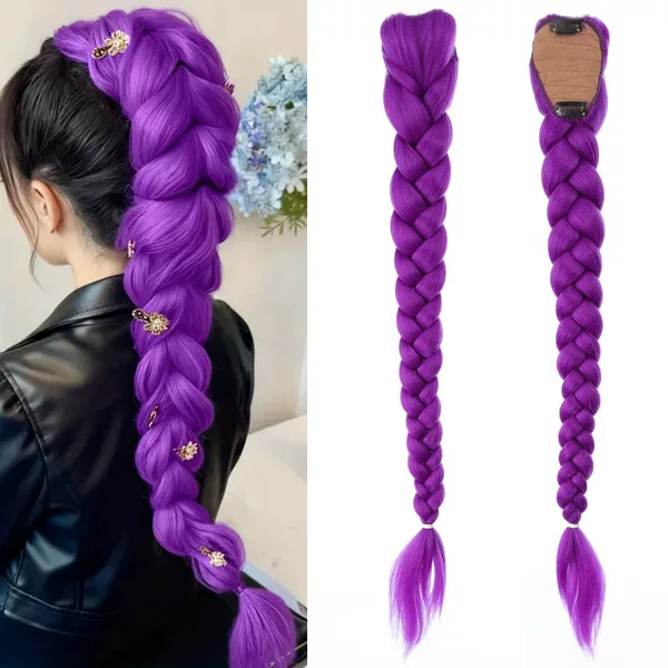 Amazon's Best-Selling Lumi Demon Hunter Girls Group Purple Braided Hair Extensions Elastic Ponytail Hair Extensions Factory Wholesale