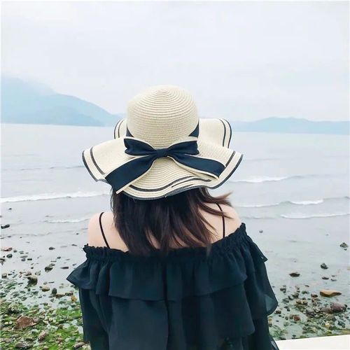 Straw Hat Girl Summer Beach Vacation Cute Sun Protection Wide Brim Korean Style Cooling Hat Famous Sun Hat