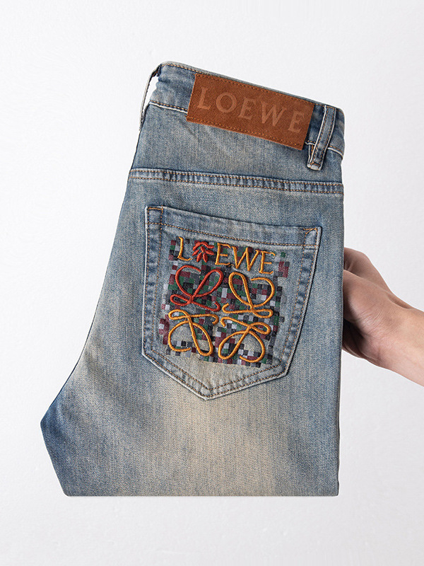 Bordado Mizongtu Jeans de hombre europeo de gama alta, amarillo fangoso pesado, lavado elástico delgado, pantalones de hombre rectos pequeños