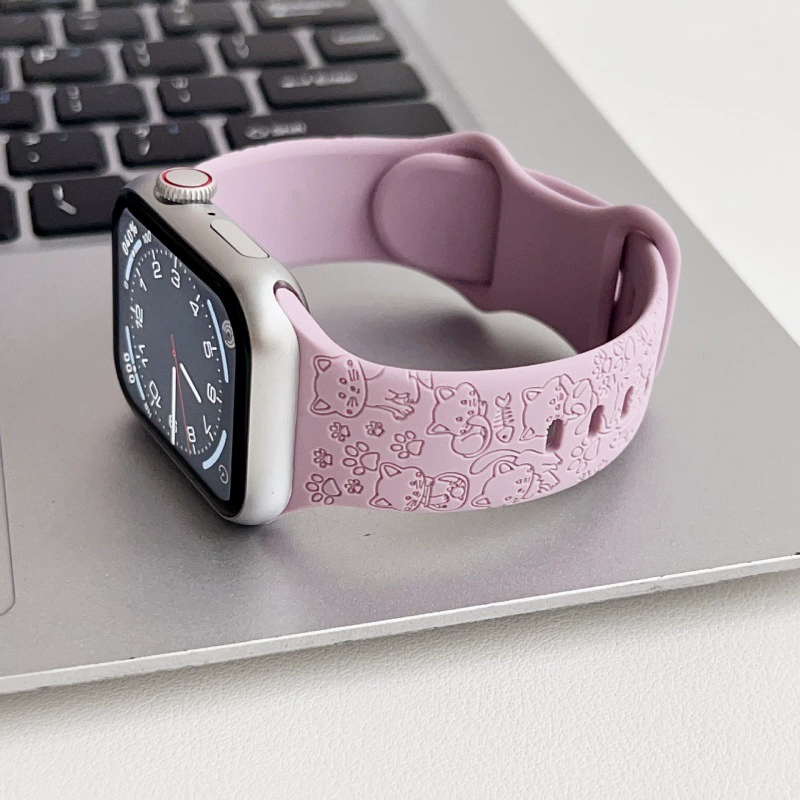 Подходящий ремешок силиконовый для Apple Watch iWatch987Ultra, милый принт котап лапки