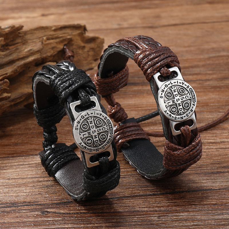 Cross-border new retro men's hand-woven leather bracelet simple retro pull adjustable bracelet bracelet bracelet