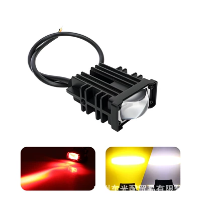 High-Brightness Car Modified Led Headlight Lens U+L Type Dual Bracket White Yellow Red Devil Eye Grille Spotlight (İşçi projektorları) - 1-bead-white-and-yellow-red-devil-eyes-1-piece