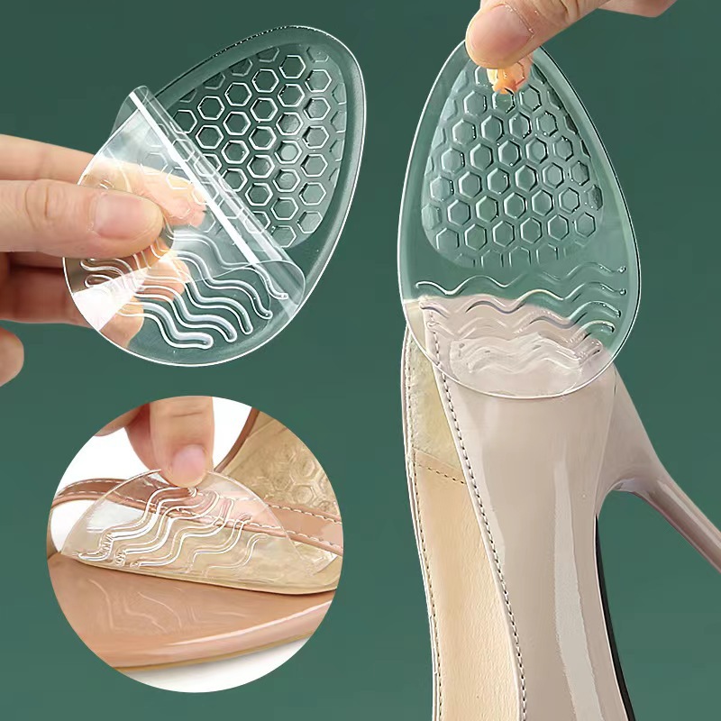 Venta al por mayor de silicona frente Palma pad anti-desgaste amortiguador zapatos de tacón alto de las mujeres medio tamaño pad autoadhesivo cómodo anti-Talón almohadilla del pie