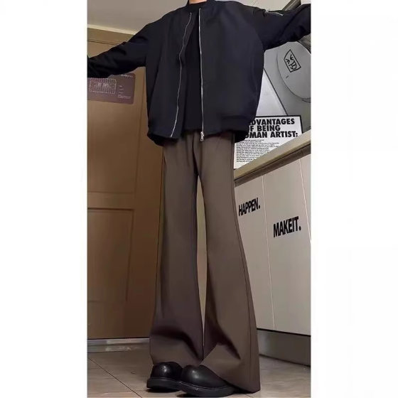 Black Margiela Scimitar Suit Pants Men's Draped High-grade Straight Slim Look Pants American-style High-street Microlla Suit Pants