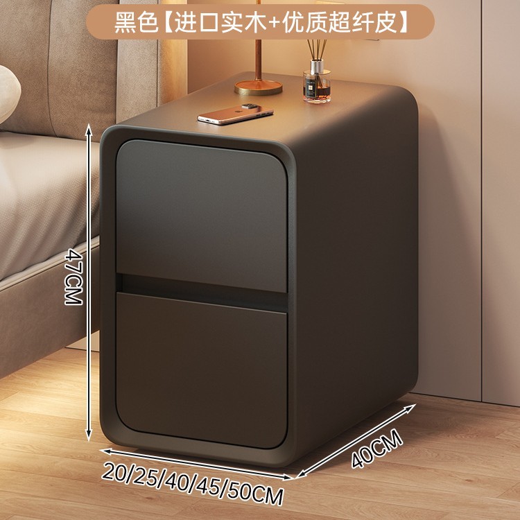 Cabina de cabecera de cama de aire de crema dormitorio pequeño ultra estrecho de hendidura cabina de lado de la cama sin instalación de cabina de almacenamiento de varios cajones dobles