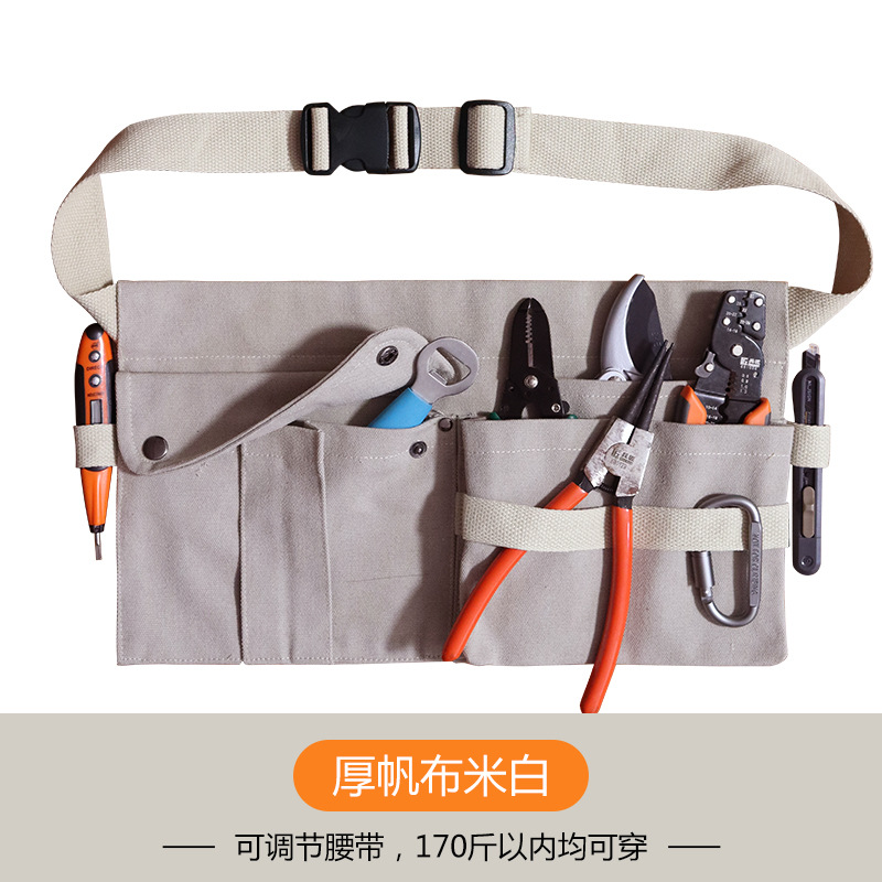 Amazon lienzo delantal medio-longitud cintura corta bolsa electricista carpintería TRABAJO ROPA herramienta delantal medio-longitud fábrica al por mayor