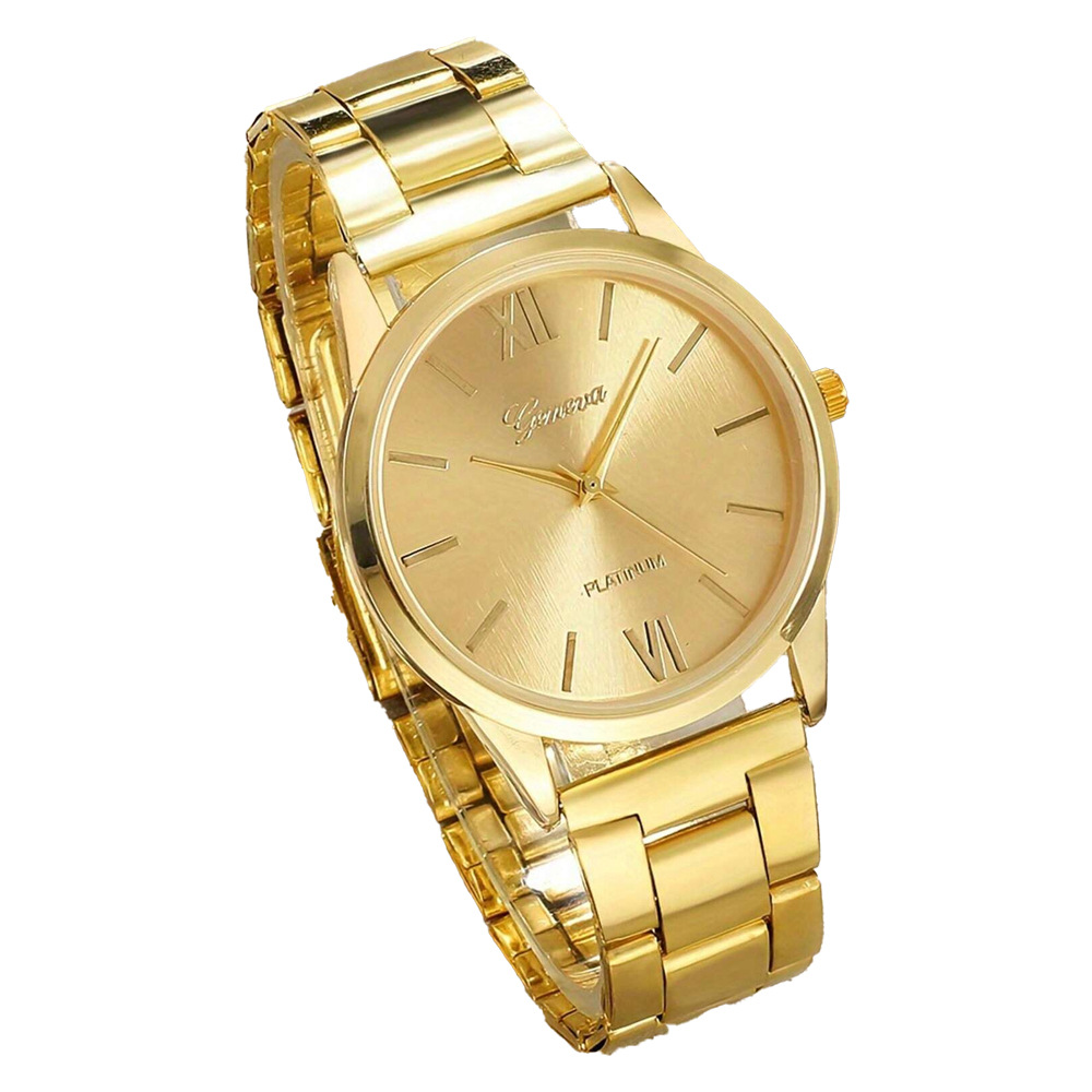 Ventas transfronterizas calientes oro reloj de cara romana pulsera damas 4 piezas conjunto de reloj de cuarzo de acero reloj de aleación de alta calidad image 5