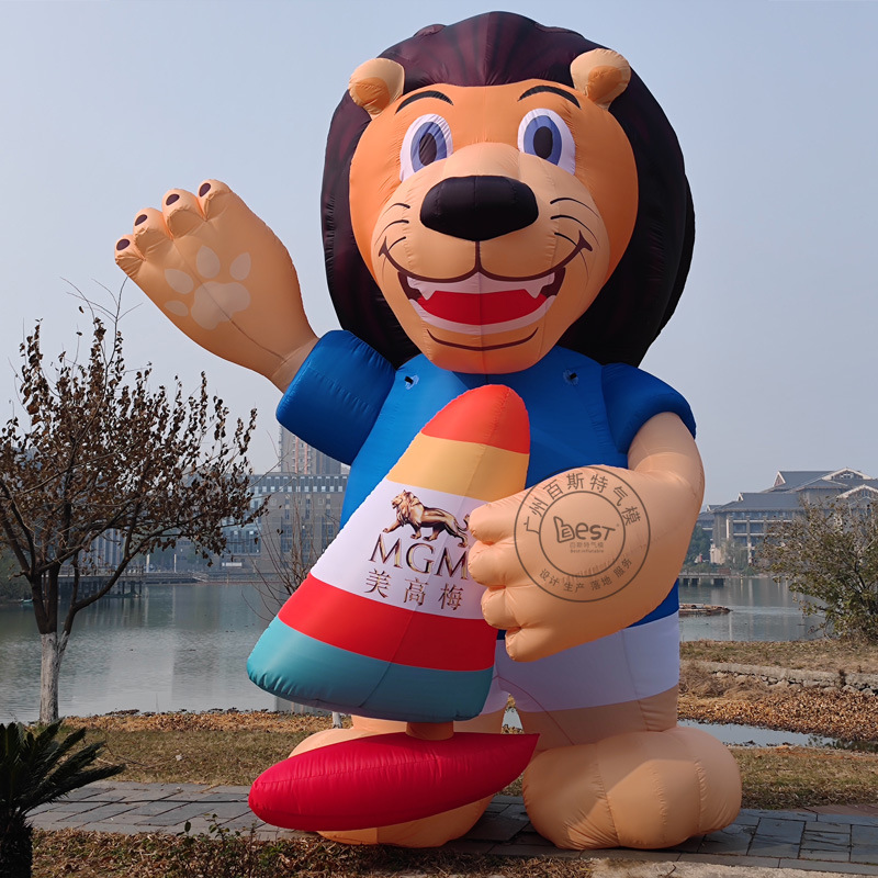 大型充气卡通气模充气人偶服行走卡通气模ip吉祥物狮子气模仿真