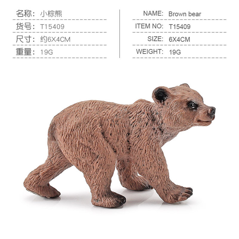 Transfronterizo de exportación mini modelo animal de simulación oso pardo cola blanca ciervo canguro Kaola ardilla decoración juguete