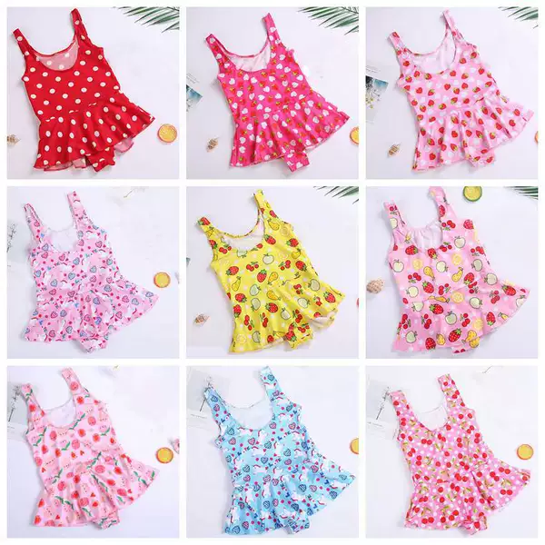 Children's Swimsuit Girls' One-Piece Summer Princess Dress Style Cute Girls Korean Middle and Large Children's Baby Hot Spring Swimsuit