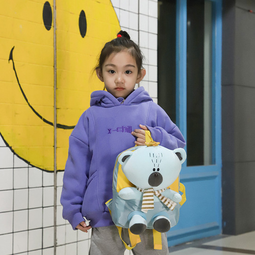 New Fashion Kindergarten School Bag Cartoon Children's Backpack Bear Doll Backpack Boys and Girls Backpack Wholesale
