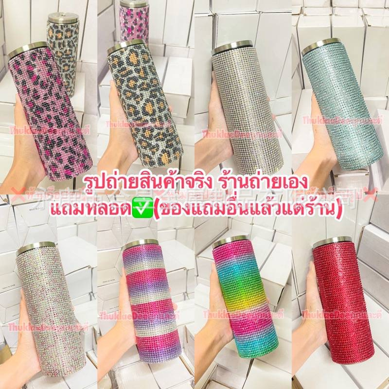 20oz Comercio exterior moda nuevo diamante paja 304 Acero inoxidable recta taza de vacío completo diamante taza de café