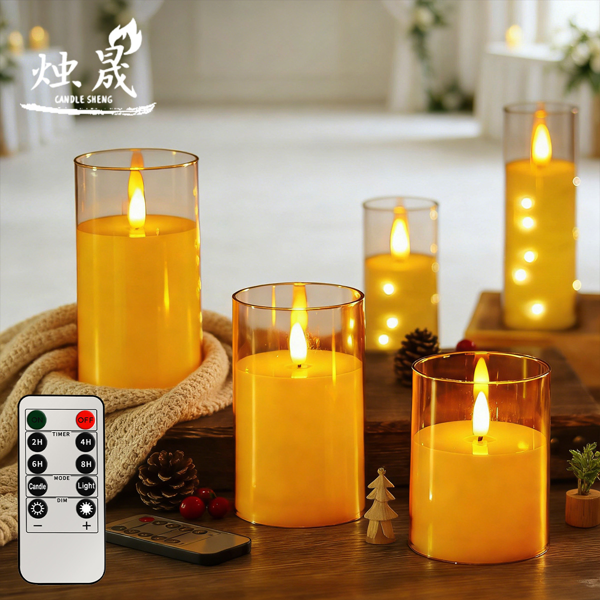 Vela LED 3D con efecto llama y control remoto