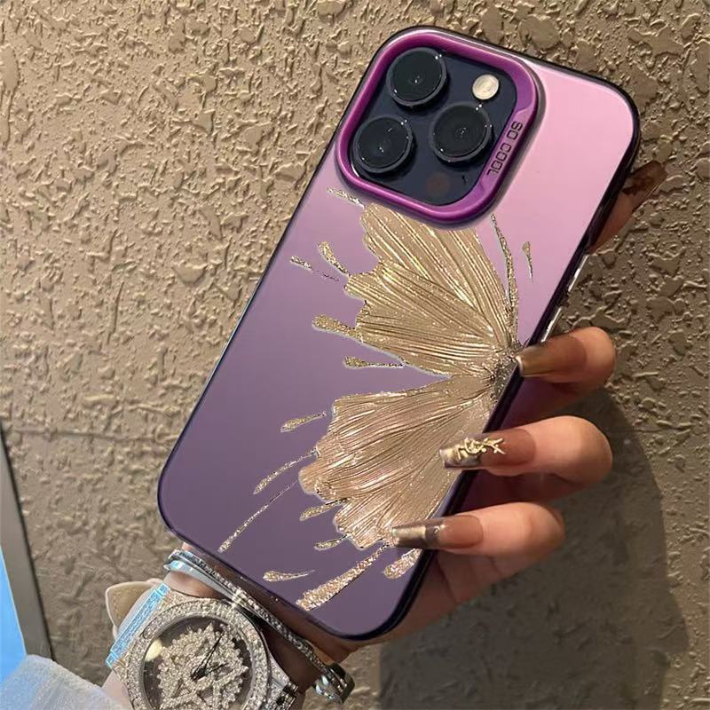 Nueva mariposa dorada para iPhone 16 funda para teléfono móvil Apple 15promax/14 anti-caída 13pro12 personalidad 11