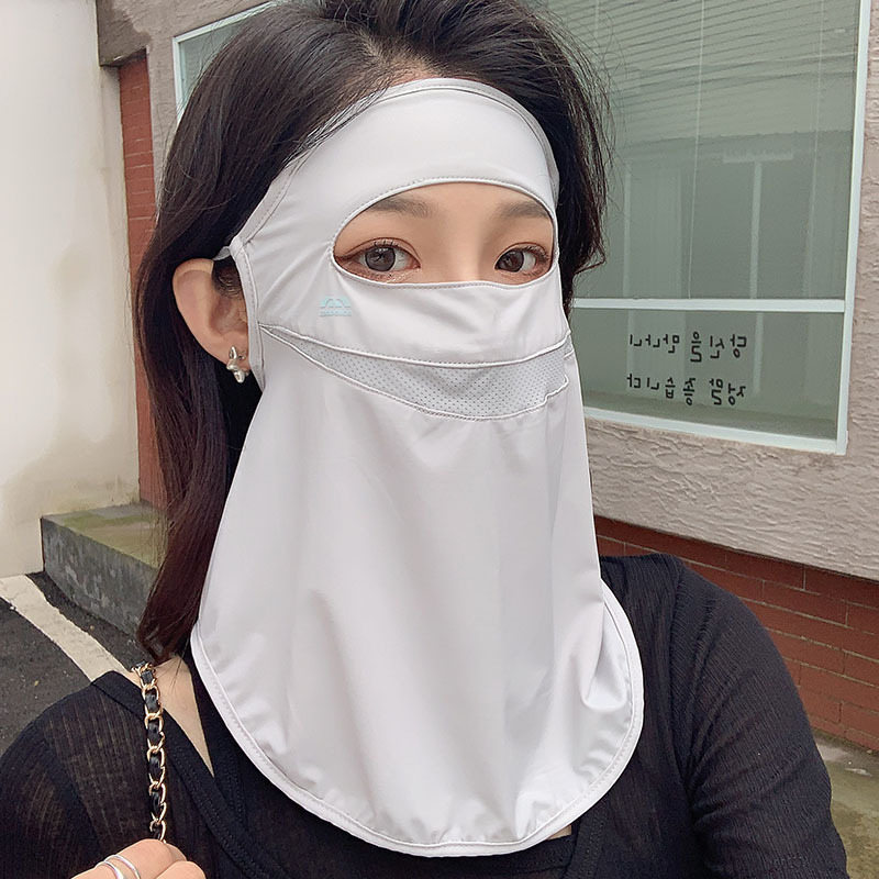Protector solar de seda de hielo, máscara facial, señoras, verano, ciclismo al aire libre, velo de sombra de cara completa, orejas colgantes, cara transpirable, Gini