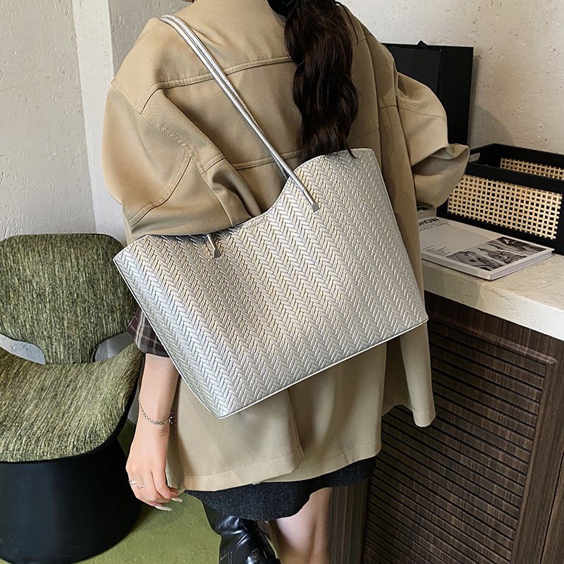 复古大容量托特包女2025新款编织百搭腋下包潮流单肩包通勤手提包|undefined