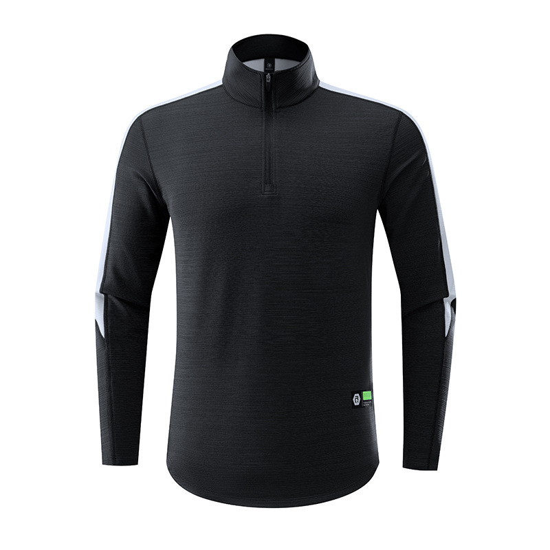 Primavera y otoño de los hombres al aire libre collar rápido ropa seca correr entrenamiento de acondicionamiento físico transpirable medio cremallera manga larga personalizada LOGO