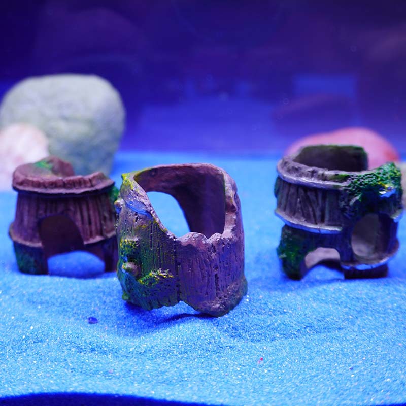 Cubo de vino de PVC, pecera, adornos pequeños, adornos, tanque de agua, paisaje, cría de peces y camarones, refugio, estilo caliente del acuario