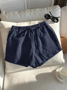 S 20273LHigh-waisted Linen Hot Pants ���������ѝ�¿�W����