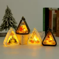 Christmas table night light, triangular decorative lamp, battery‑powered, 9.5×5.5×12.5 cm