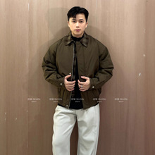 荧佳QinADe巴恩风美式休闲格子拼接翻领棉服棉衣男士冬季保暖大衣