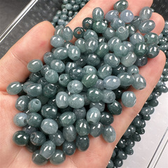 天然翡翠a商品の危険材料の長い形の玉の氷の青い大きい穴の路の通玉器はネックレスの手の串の部品を編んで卸売りします。