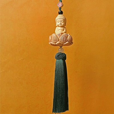 Boxwood Foyou car interior Car hanging - single-tassel-buddha-green