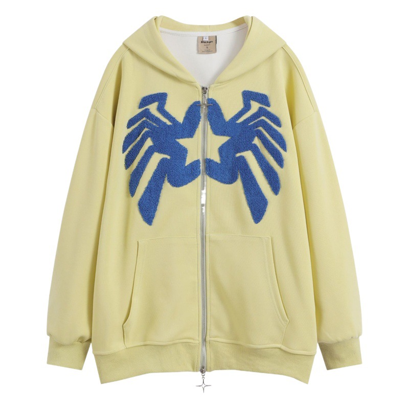 OREETA vintage 2023 otoño marca de moda suéter americano vintage toalla bordada suéter cardigan hombres con capucha suéter mujeres