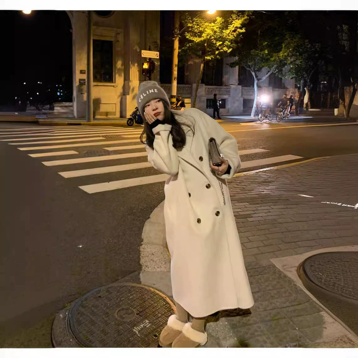 Двустороннее кашемировое пальто, женская осенне-зимняя Новинка, шерстяное пальто средней длины в Корейском стиле, уменьшающее возраст, высококачественное шерстяное пальто с чувством, уменьшающее возраст